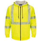 Bulwark Hi-Vis Hooded Fleece FR Sweatshirt with Waffle Lining in Hi-Vis Yellow